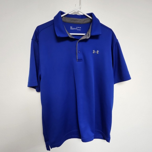 Under Armour Other - Under Armour Polo Shirt Men's XL Blue‎ Loose Fit Logo Solid Collared